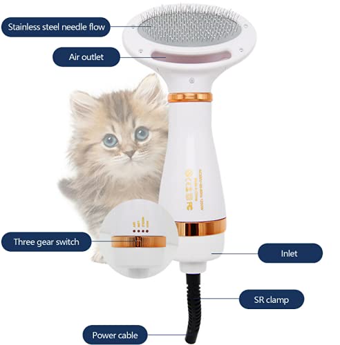 Other 2 In 1 Pet Hair Dryer Comb Adjustable Temperature Grooming Hairdryer Blaster Blower Massage Comb Hair Dryer Brush for Dogs and Cats,UK Plug (sliver) - PawsPlanet Australia