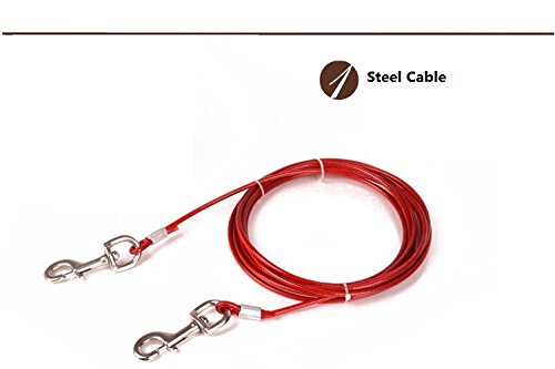 [Australia] - I-Fashion Heavy-Duty Pet Tie-Out Cable for Dog up to 170 lbs-10 feet long dog leash for Dog Training Red 