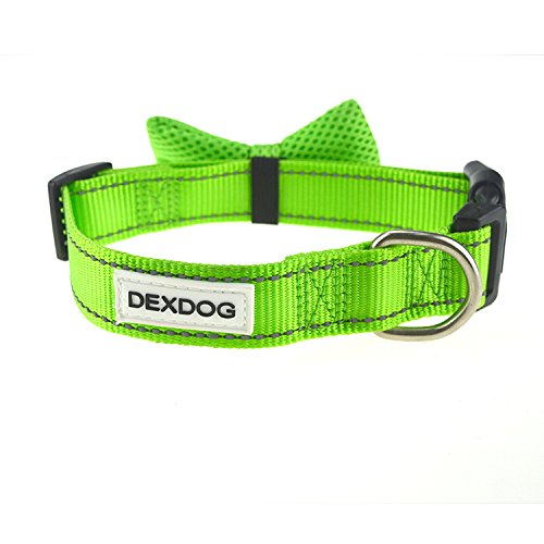 DEXDOG Bow Tie Dog Collar, Male Boy Puppy Accessory (Small, Green) S - PawsPlanet Australia