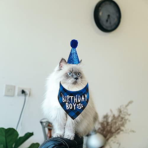 Dog Birthday Bandana, Pets Birthday Party Supplies Cute Boy Dog Birthday Outfit for Cat and Dog Decoration(Blue) Blue - PawsPlanet Australia