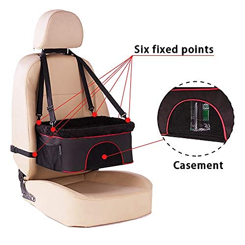 ROODO Pet Car Booster Seat Travel Carrier Cage, Includes Seat Belt Tether Suitable,for Around 20 Lbs Dogs Cats or Other Small Pet(Black+Red) Special Blakc - PawsPlanet Australia