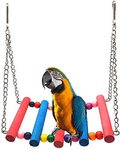 SSRIVER Bird Toys Bird Swing Parrot Bed Ladder Budgie Hammock Macaws Bite Parakeets Bell Lovebirds Rattan Conures Perch Finches Toys Pendant 6 Pcs - PawsPlanet Australia