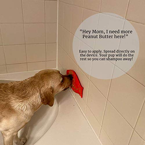 [Australia] - Meadows Brand Dog Distraction Device for Bath Time. Red Silicone Dog Lick Pad, Bathing Supplies. Bonus - Silicone Scrub Brush for Easy Cleaning. 