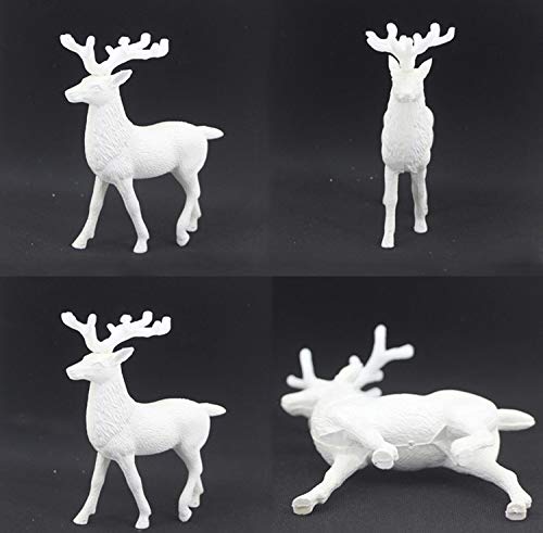 Aiffort 4Pcs White Reindeer Figurine Christmas Reindeer Cake Toppers Plastic Deer Ornament Miniature Toy for Xmas Festive Home Décor - PawsPlanet Australia