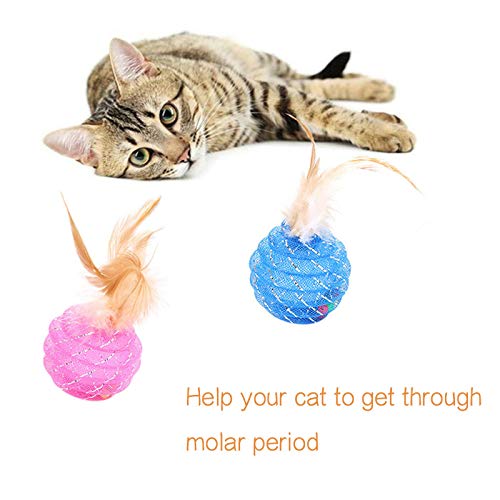 [Australia] - Rocutus 6 Pieces Interactive Cat Ball Toys with Feather,Colorful Cat Toys with Bells,Cat Sport Toys,Funny Interactive Cat Toys or Healthy Cat Exercise Toy 