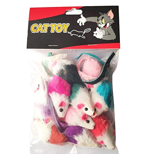 Rattling Catnip Mice - Cat Toys Mouse 10 Pcs Catnip Toys for Cats, Pet Mouse Toys for Indoor Cats, Interactive Cat Toy Mouse, Mixed Fake Rainbow Mice Cat Toys - PawsPlanet Australia