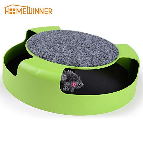 homewinner Upgraded Catch The Mouse Toy, Interactive Cat Toy with Replaceable Rotating Mice and Scratch Pad Cat Catch The Rotating Mouse Plush Moving Toy for Cat Kitten Play Fun Exercise HW-P-C006N - PawsPlanet Australia