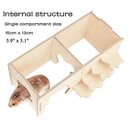 CAREUPET Hamster Wooden Houses with Steps, Hamster Hideout, Multi Chamber Room for Hamster Syrian Mice Gerbils Mouse Dwarf Small - PawsPlanet Australia