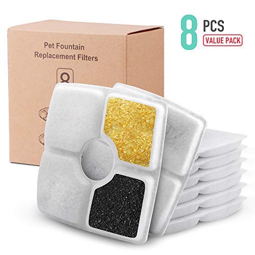 NOVEMBER SPRING 8 Packs Filters for Square Cat Water Fountains, Pet Fountain Replacement Filters with Resin and Active Carbon for Automatic Flower Water Dispenser Drinking Fountain - PawsPlanet Australia