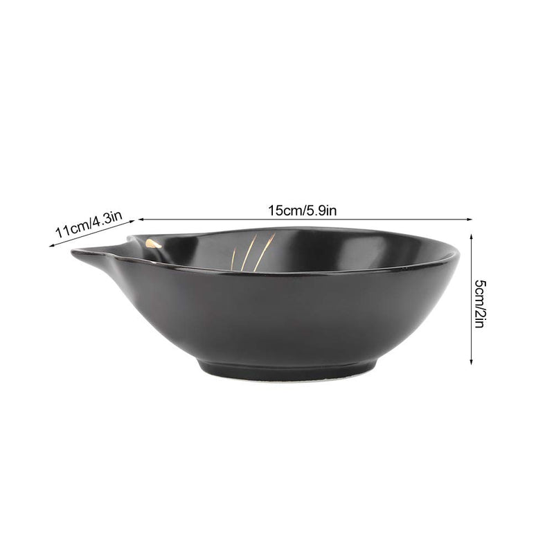 Yinuoday Cat Ceramic Bowls, Wide Shallow Cat Food Bowl Anti-slip Cat Water Feeding Bowl Multi-purpose Double for Cats Dogs Kitten Puppy (Black) - PawsPlanet Australia
