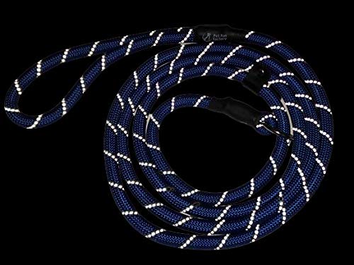 [Australia] - Pet Fun Factory Durable Dog Slip Rope Leash, Strong Rope Lead for Large Medium Dogs, No Pull Training Lead, Premium Reflective Mountain Climbing Rope, 6ft blue 