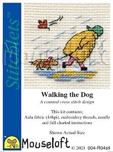 Mouseloft Walking the Dog - mini counted cross stitch kit - PawsPlanet Australia