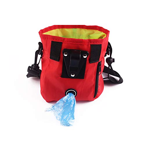 GNB PET Dog Treat Training Pouch Bag with Poop Bag Holder,Collapsible Walking Travel Pet Adjustable Waist Belt Bag,Red - PawsPlanet Australia