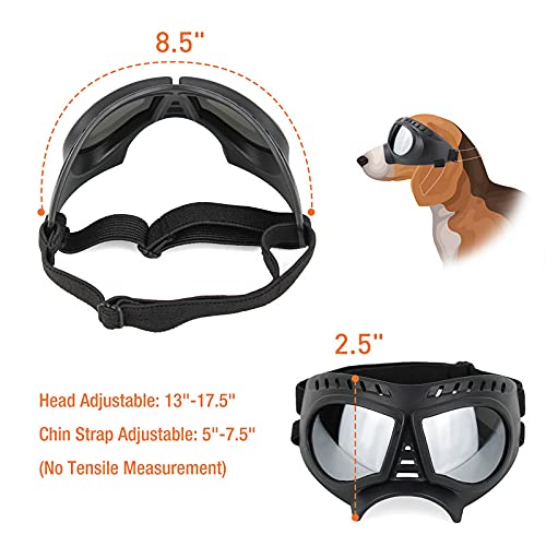 PETLESO Dog Sunglasses Small Breed, UV Protection Dog Goggles for Medium Dog, Puppy Sunglasses with Adjustable Straps for Driving, Hiking Black lens - PawsPlanet Australia