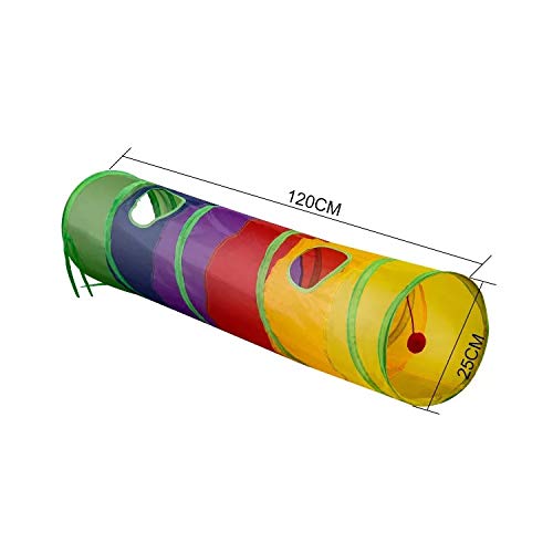 D&Y Cat Tunnel for Indoor | Collapsible Rainbow Cat Kitty Tunnel | Pet Toys Play Tunnels for Cat Kitty Puppy Rabbit Kitten | 5 Way, 47.2" x 9.8" - PawsPlanet Australia