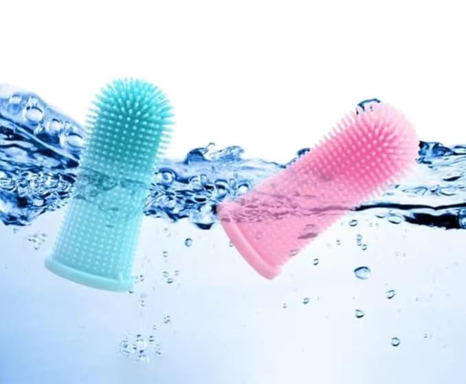 Dog toothbrush, 2 pieces 360º pets teeth cleaning toothbrush silicone finger cots dental care with storage box finger toothbrushes for dogs and cats - PawsPlanet Australia