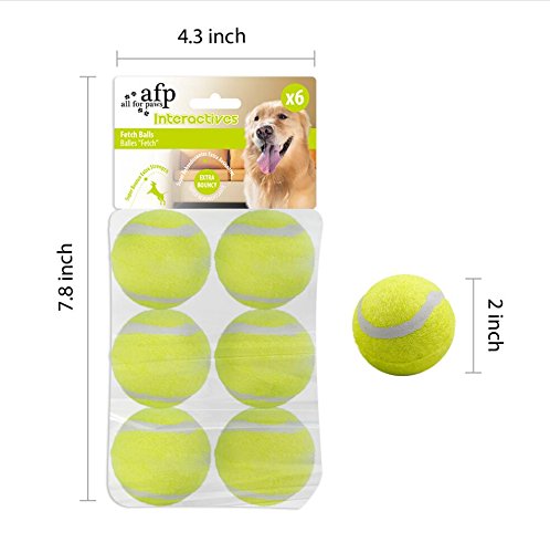 ALL FOR PAWS Tennis Balls for Dogs,6pcs Super Bouncy Dog Tennis Balls for Automatic Dog Ball Launcher Dog Toys for Exercise & Training 2" - PawsPlanet Australia