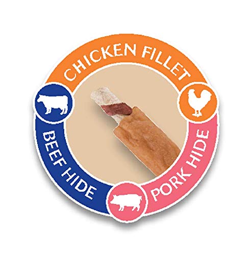 8in1 Triple Flavor Wings Chew Snack 6 Pieces Wrapped with Chicken Fillet, 1 Pack (113 g) Ribs - PawsPlanet Australia