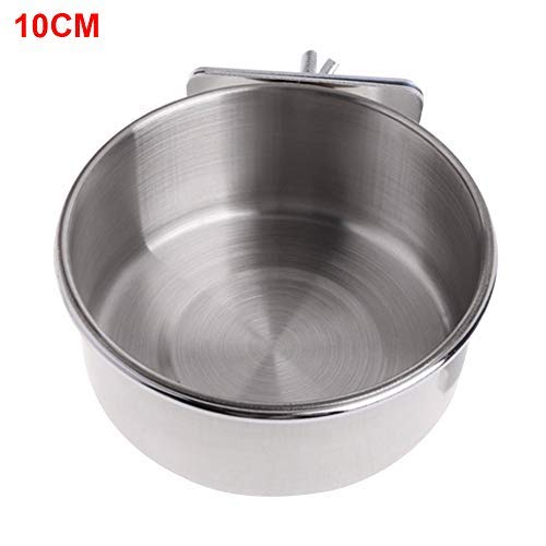 Classic Pet Products Coop Cup Stainless Steel Food Bowl, Cat Food Bowl, Water Bowl, Practical Feeding Tray, Parrot Feeder with Clamp 10cm As Picture Show - PawsPlanet Australia