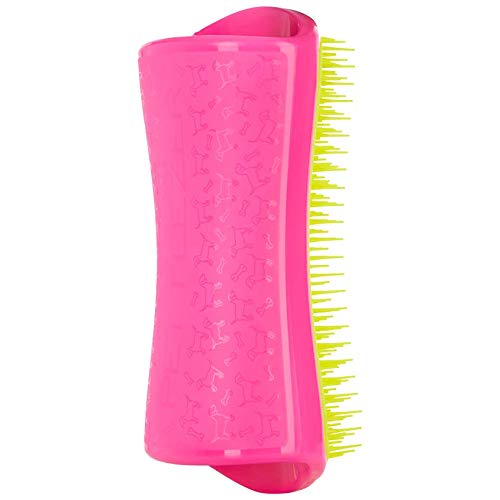 Pet Teezer, Detangling and Dog Grooming Brush, Pink and Yellow - PawsPlanet Australia