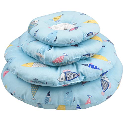 Cat Recovery Collar Cone Protective Cat Anti Licking Collar Cute Fishes Pattern Soft Edge Cotton Pet Cone Collar Adjustable Fastener Anti-bite Collar After Surgery Comfy Lightweight for Cat Dog, 1-2kg Light Blue XS (Pack of 1) - PawsPlanet Australia