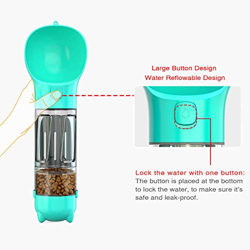 Portable Dog Travel Water Bottle，Multifunctional Pet Water Dispenser with Food Container Bowl and Garbage Bag for Drinking,Eating and Walking，Suitable for Dogs and Cats. - PawsPlanet Australia