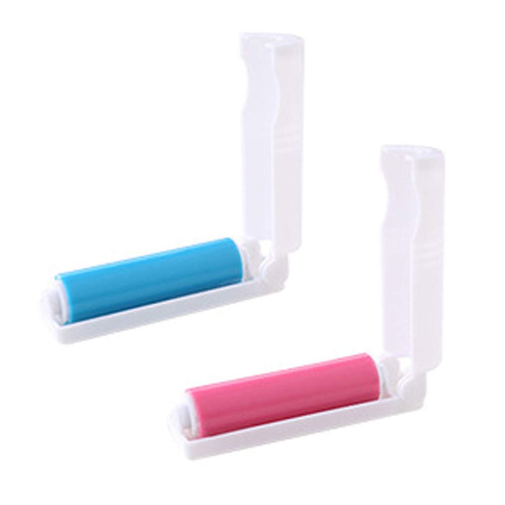 IKAAR Pack of 2 Lint Roller Reusable Pet Hair Remover, Washable Pet Hair Roller with Handle and Cover Foldable Lint Brush Clothes Roller Adhesive Brush for Dogs and Cats (Blue + Pink) - PawsPlanet Australia