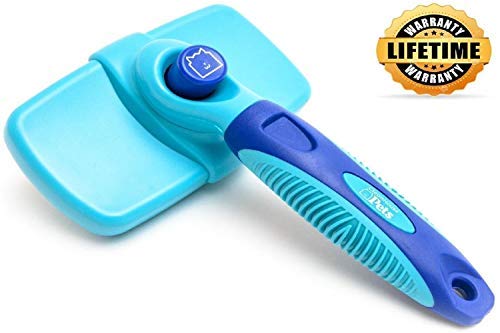 [Australia] - CleanHouse Pets Cat and Dog Hair Brush - No More Shedding | Easy Self Cleaning Button! All Pet Sizes, Small to Large. Pro Grooming Slicker Brushes, Removes Loose Hairs, Tangles, Cleans & Desheds blue 