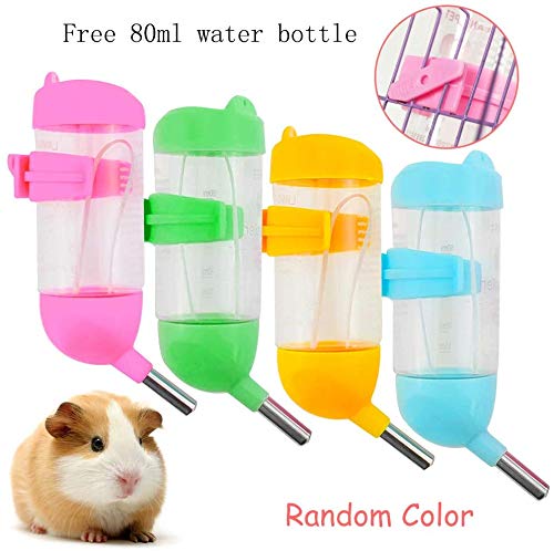 Zhang Ku 2Pcs Small Animal Food Bowl with Water Bottle,Detachable Cage Feeder Pet Ceramic Water & Food Feeder, Small Animal Supplies for Rabbit Parrot Squirrels Chinchilla Hamster Ferret Pink - PawsPlanet Australia