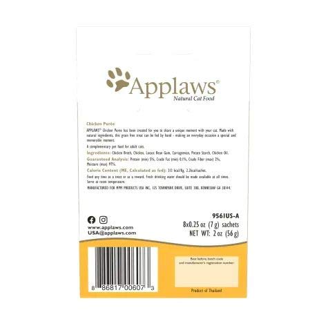 [Australia] - Applaws Lickable Puree Cat Treats in 2 Flavors: (1) Chicken and (1) Tuna (.25 Ounce Sachets, 8 Count per Flavor, 16 Treats Total) Plus Silicone Lid 