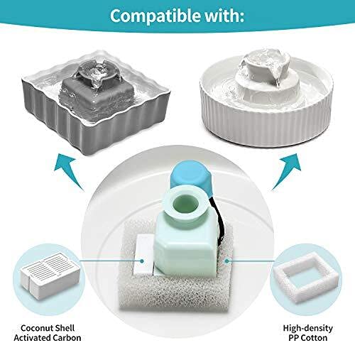 VinDox Pet Fountain Replacement Filters, 8 Cat Fountain Carbon Filters and 2 Foam Pre-Filters for Cupcake Ceramic Pet Fountain Pet Drinking Fountain Porcelain - PawsPlanet Australia