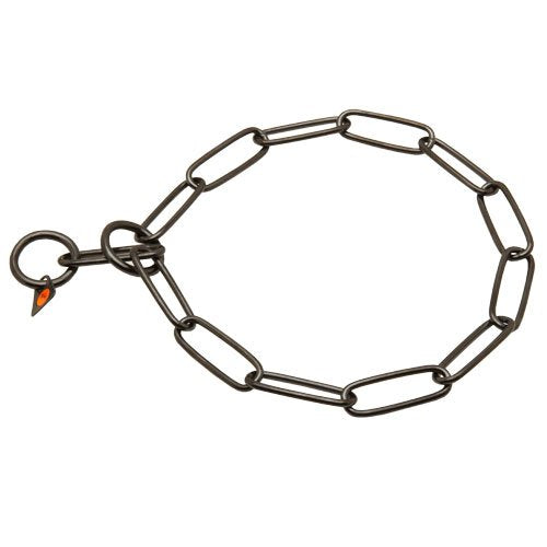 [Australia] - Herm Sprenger Black Stainless Steel Chain Collar with Long Links - 3 mm x 23 Inches 