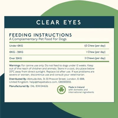 Petlab Co. Clear Eye Chews Dog Tear Stain Remover & Eye Wipe Alternative | Enhanced with Cranberry Extract Vitamin C & Eyebright | May Help Reduce Tear Stains & Supports Immunity - PawsPlanet Australia