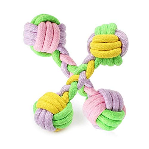 iPobie 2 Pcs Pet Cotton Rope Toy Dog Toy,Knotted Rope Bone Dog Toy,Candy Colours Dog Rope Toy - PawsPlanet Australia