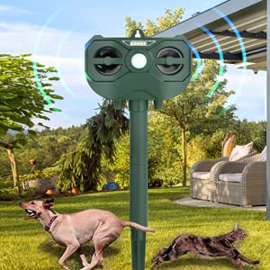 Cat deterrent for garden, IP65 imitates falcon call and alarm sound, ultrasonic solar animal repellent, marten deterrent, charging, waterproof marten repellent for the garden/yard, effective against cats - PawsPlanet Australia