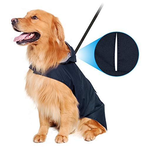 Zellar Dog Raincoat with Hood,Collar Hole, 100% Waterproof Ultra-Light Breathable Rainwear Rain Jacket with Safe Reflective Strips for Medium to Large Dog, Blue, 3XL - PawsPlanet Australia