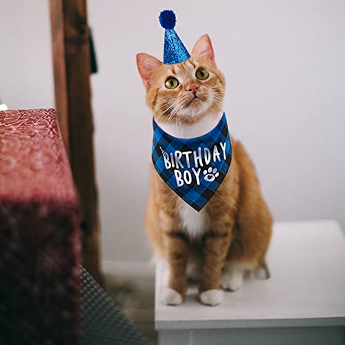 Dog Birthday Bandana, Pets Birthday Party Supplies Cute Boy Dog Birthday Outfit for Cat and Dog Decoration(Blue) Blue - PawsPlanet Australia