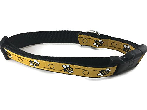 [Australia] - CANINEDESIGN QUALITY DOG COLLARS Bumblebee Dog Collar, Caninedesign, Yellow, 1 inch Wide, Adjustable, Nylon, Medium and Large XL 18-26" 