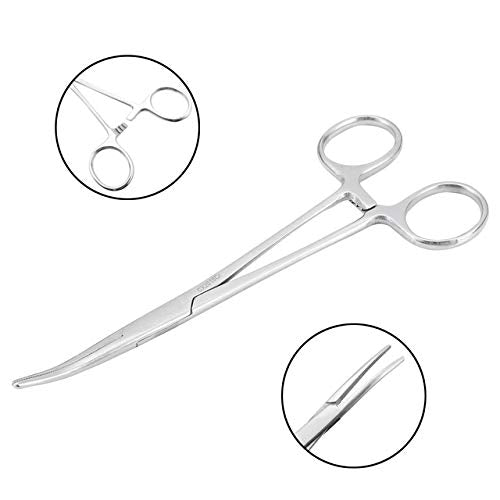 WYSUMMER Forceps, Stainless Steel Dog Cat Pet Scissors Ear Hair Clamp Fishing Scissors Tools (18CM bent) 18CM bent - PawsPlanet Australia