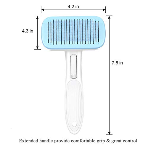 Measepet Dog Brush & Cat Brush Self Cleaning Dog Slicker Brush Easy to Clean Pet Grooming Brushes - self - Cleaning Button, Save time and Effort gray - PawsPlanet Australia