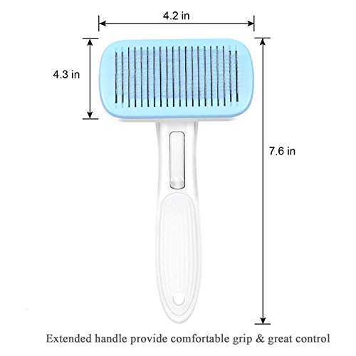 Measepet Dog Brush & Cat Brush Self Cleaning Dog Slicker Brush Easy to Clean Pet Grooming Brushes - self - Cleaning Button, Save time and Effort Blue - PawsPlanet Australia