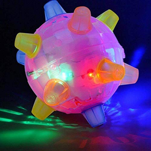 YUET Dog Ball LED Light Jumping Flashing For Pets Dogs Cats Toys Joggle Dancing Vibrating Changing Color Music Bounce Springball (Pink) Pink - PawsPlanet Australia