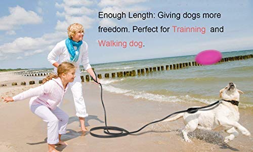 Lampop Heavy Duty Strong Dog Training Lead Leash Long Line Nylon Lead with Soft Padded Handle for Large, Extra Large, Medium Dogs Training, Running,Tracking, Camping, or Backyard (M,10m/33ft, Black) M: 10M/33FT - PawsPlanet Australia