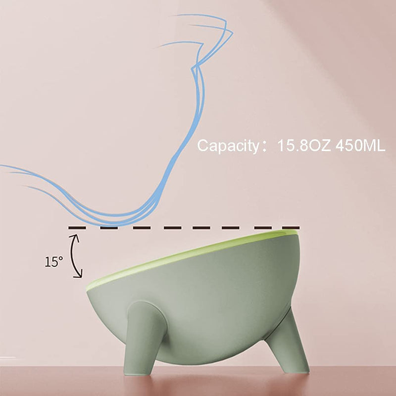 Cat Bowls Tilted Raised,Single Cat Feeding Bowls Elevated Cat Food Water Bowl Kittens Dishes 15° Inclined Angle Cat Feeder,Green 1PCS Green - PawsPlanet Australia