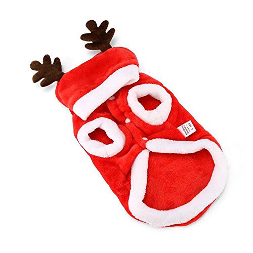 [Australia] - ZEEY Pet Hoodie Sweater Elf Christmas Dress Dog Fleece Clothes Puppy Cat Winter Coat Christmas Apparels L 