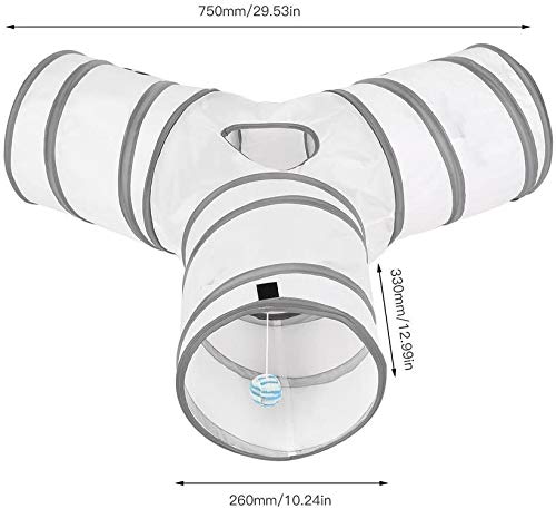 MFEI Rabbit Toys, Cat Tunnels 3 Way Cat Tunnel Rabbit Toys Crinkle Collapsible Tube Toy Tunnel for Cats Rabbits, Dogs, pets white - PawsPlanet Australia