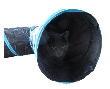 [Australia] - Feline Ruff Premium 3 Way Cat Tunnel. Extra Large 12 Inch Diameter and Extra Long. A Big Collapsible Play Toy. Wide Pet Tunnel Tube for Other Pets Too! Black/Blue 