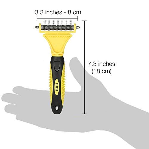 [Australia] - Pet Dematting Comb, Dogs and Cats Grooming Brush Tool, 2 Sided Steel Rake Brush for Small Medium and Large Breeds with Medium and Long Hair, Removes Undercoat Mats Tangles (Regular 12+23 Teeth) 