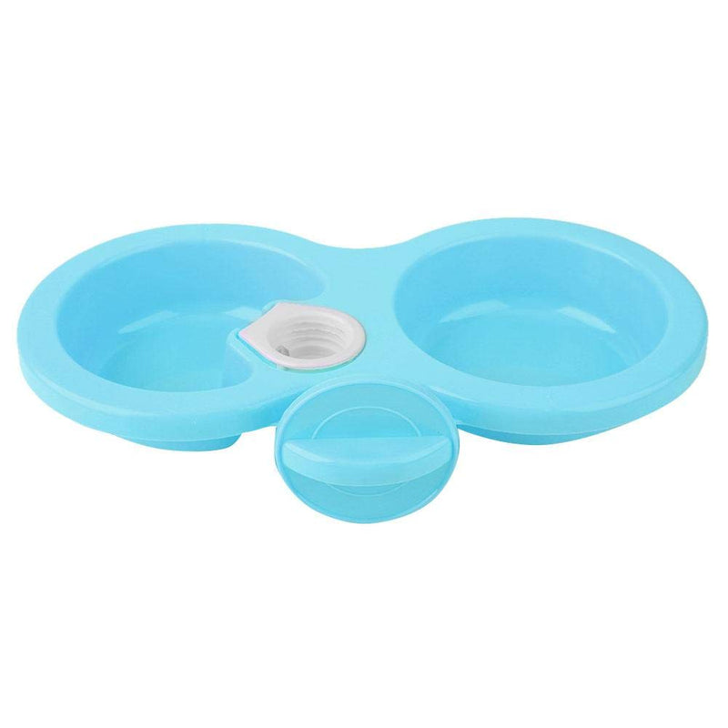 Dual Hanging Pet Bowl Pet Food Water Feeder Feeding Bowl Dog Cat Rabbit Bird Food Basin Dish with Bottle Cap Fastener Design for Crates Cages(Blue) Blue - PawsPlanet Australia