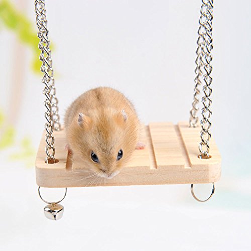 WUWYOUWL Hamster Seesaw Wooden Hanging Swing Set Ferret Climbing Ladder Cage Toys Suspension for Small Hamsters Squirrels Gerbils Mice Dwarfs Rats - PawsPlanet Australia